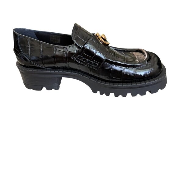 Versace Women’s Black croc-embossed Leather Medusa Mocassino Loafers, sizes - Picture 10 of 16